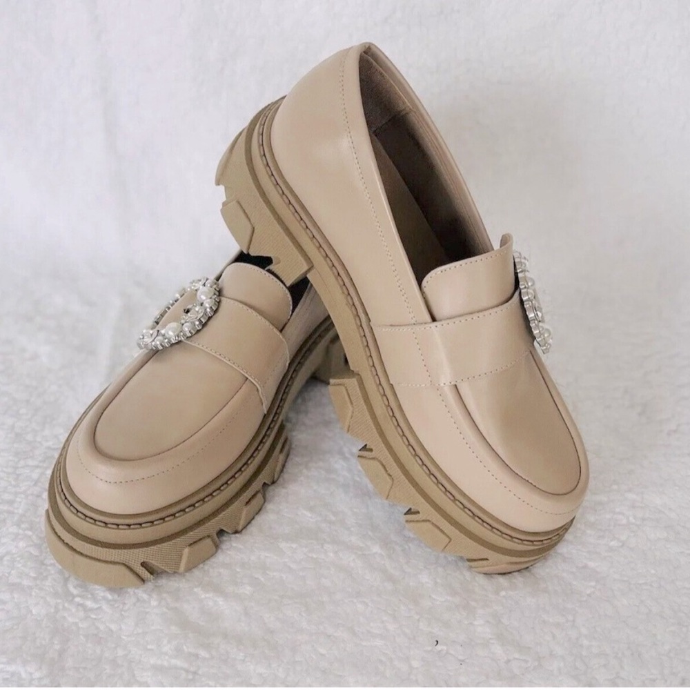 Alohas Platform Loafer Trailblazer Crystal Stone Beige EU 38 / US size 7.5 - Picture 8 of 15